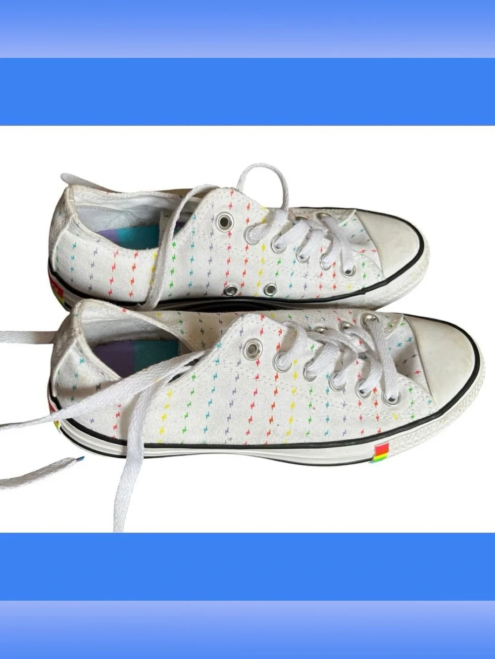 US 7 Converse Chuck Taylor All Star Rainbow Bolt Pride Sneakers